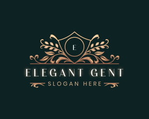 Elegant Shield Floral Leaf logo design