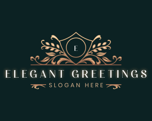 Elegant Shield Floral Leaf logo design