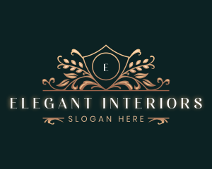 Elegant Shield Floral Leaf logo design