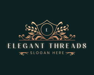 Elegant Shield Floral Leaf logo design