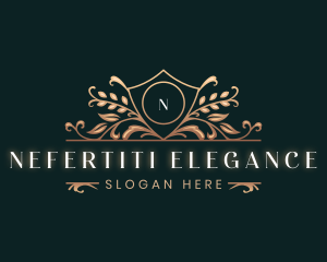 Elegant Shield Floral Leaf logo design