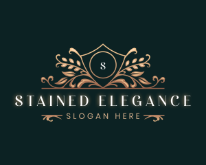 Elegant Shield Floral Leaf logo design