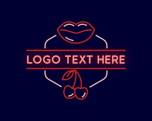 Sexy - Cherry Lips Erotic Neon logo design