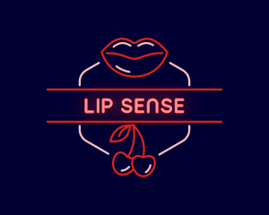 Cherry Lips Erotic Neon logo design