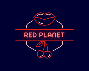 Cherry Lips Erotic Neon logo design