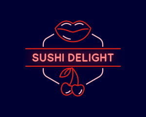 Cherry Lips Erotic Neon logo design