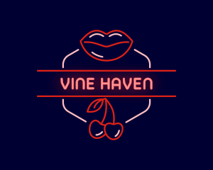 Cherry Lips Erotic Neon logo design