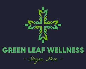 Green Leaf Cross logo design