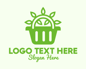 Shopping - Green Organic Shop Basket logo design