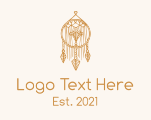 Weave - Gold Feather Dreamcatcher logo design