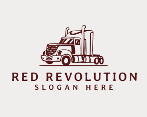 Red Flatbed Trucking logo design