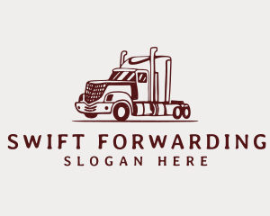 Red Flatbed Trucking logo design