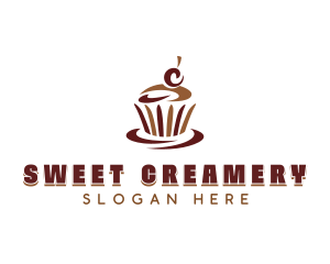 Sweet Chocolate Cupcake logo design