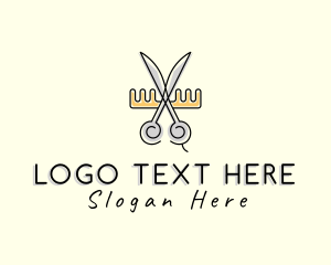 Minimal - Scissors Comb Barber logo design