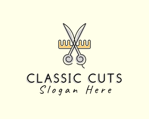 Scissors Comb Barber logo design