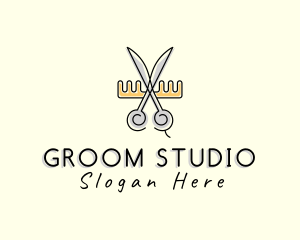 Groom - Scissors Comb Barber logo design