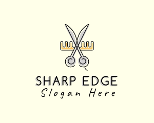 Scissors Comb Barber logo design