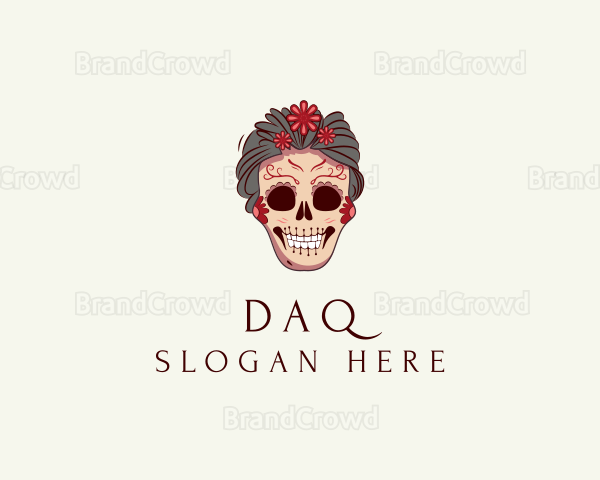 Skull Flower Lady Logo