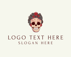 Dia De Los Muertos - Skull Flower Lady logo design