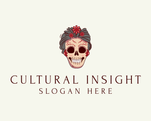 Skull Flower Lady logo design