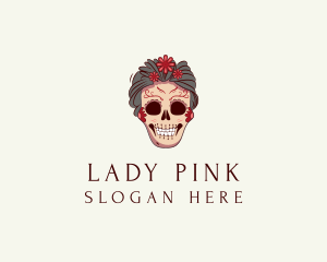 Skull Flower Lady logo design