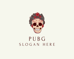 Horror - Skull Flower Lady logo design