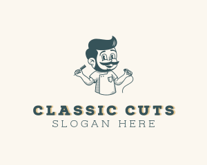 Male Barber Grooming logo design