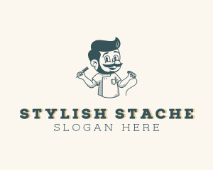 Male Barber Grooming logo design