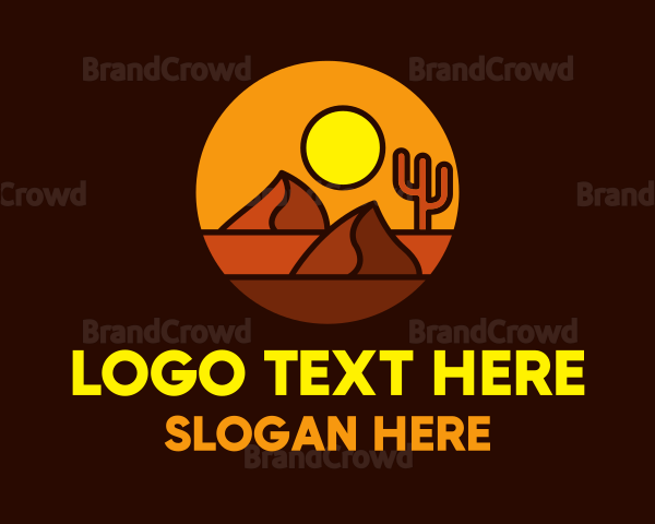 Desert Sand Dune Mountain Sun Logo