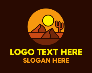Landform - Desert Sand Dune Mountain Sun logo design