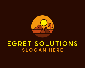 Desert Sand Dune Mountain Sun logo design