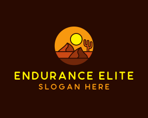 Desert Sand Dune Mountain Sun logo design