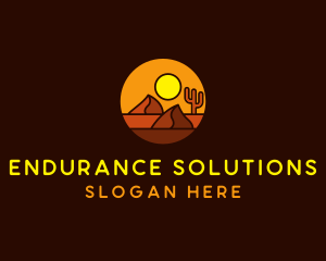 Desert Sand Dune Mountain Sun logo design