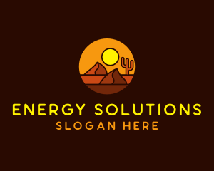 Desert Sand Dune Mountain Sun logo design