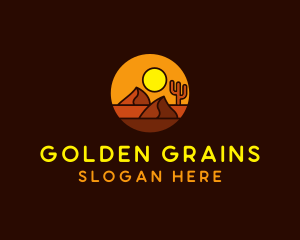 Desert Sand Dune Mountain Sun logo design