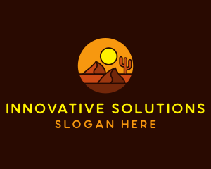 Desert Sand Dune Mountain Sun logo design