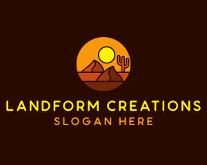 Desert Sand Dune Mountain Sun logo design