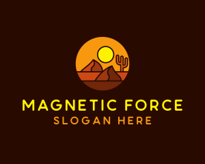 Desert Sand Dune Mountain Sun logo design