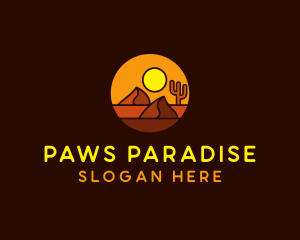 Desert Sand Dune Mountain Sun logo design