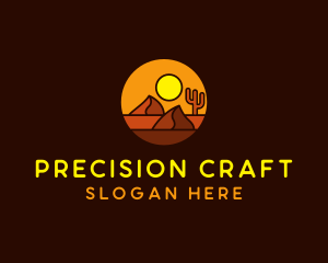 Desert Sand Dune Mountain Sun logo design