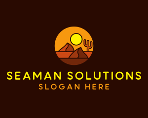 Desert Sand Dune Mountain Sun logo design