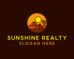 Desert Sand Dune Mountain Sun logo design