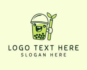 Green Tea - Matcha Pearl Milk Tea logo design