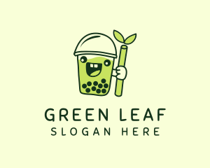 Matcha Pearl Milk Tea logo design