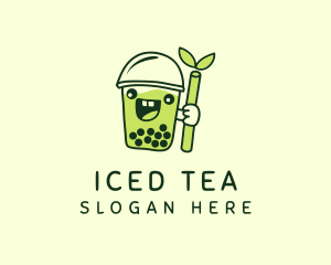 Matcha Pearl Milk Tea logo design