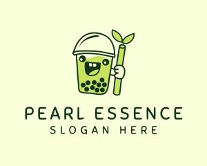 Pearl - Matcha Pearl Milk Tea logo design