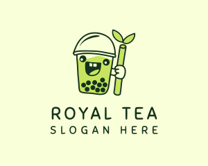 Matcha Pearl Milk Tea logo design