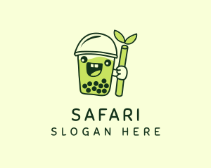 Boba-milk-tea - Matcha Pearl Milk Tea logo design