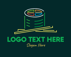 Raw - Neon Japanese Sushi logo design
