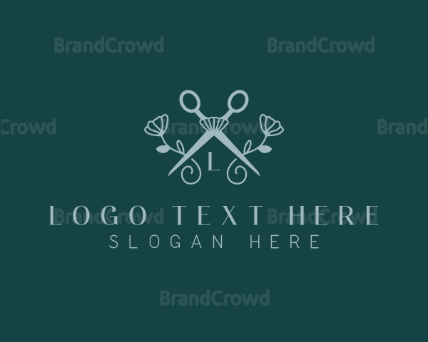 Floral Stylist Scissors Logo